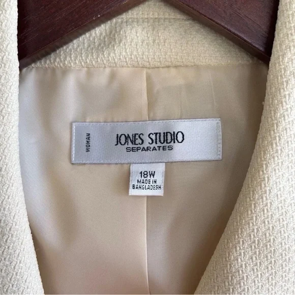 Jones Studio Separates Butter Yellow Textured Blazer Jacket 18W Plus Size Pro - Picture 3 of 6